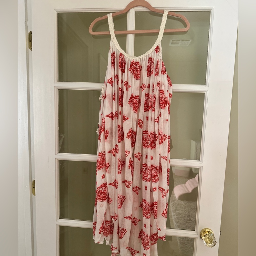 Free People Red Floral Sleeveless Dress/Tunic